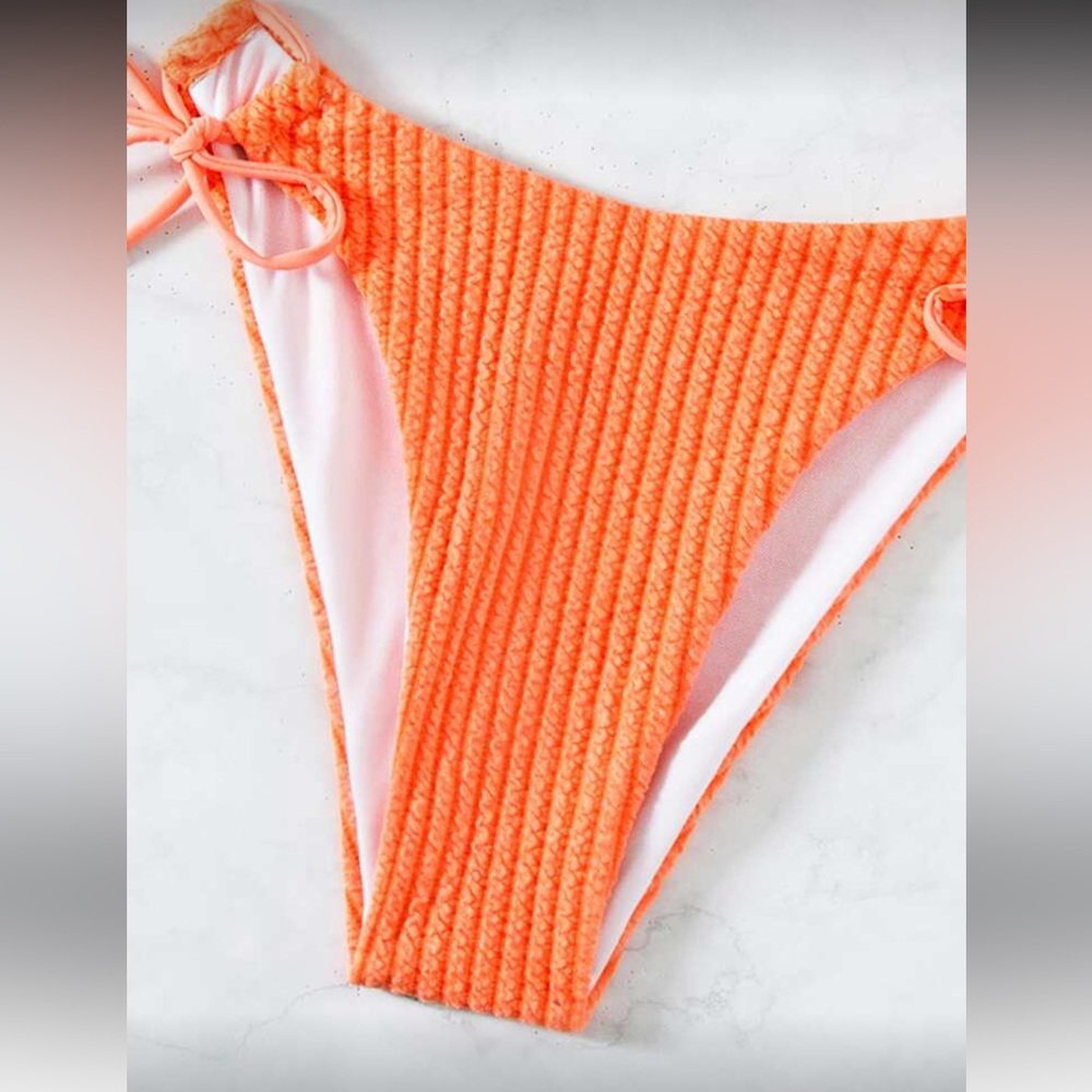Orange Ribbed Bikini Set - Picture 3 of 6